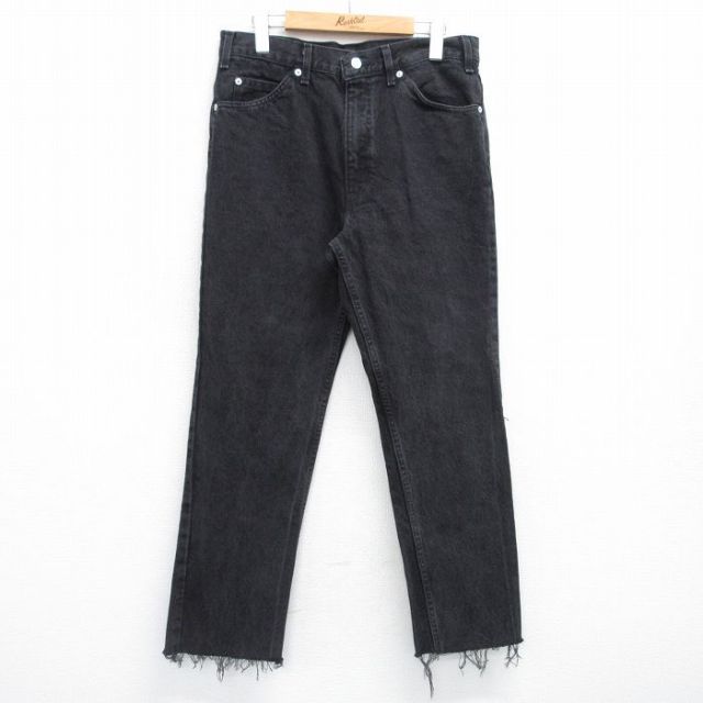 W33★古着 ジーンズ メンズ 90年代 90s コットン USA製 黒 ブラック デニム 25jun04 中古 ボトムス ジーパン Gパン ロング パンツ