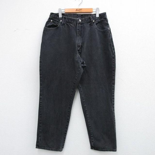 W33★古着 ラングラー Wrangler ジーンズ メンズ 90年代 90s コットン USA製 黒 ブラック デニム 25jun04 中古 ボトムス ジーパン Gパン ロング パンツ