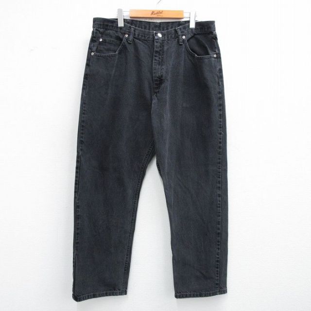 【20%OFF】W33★古着 ラングラー Wrangler ジーンズ メンズ コットン 黒 ブラック デニム 25jun04 中古 ボトムス ジーパン Gパン ロング パンツ
