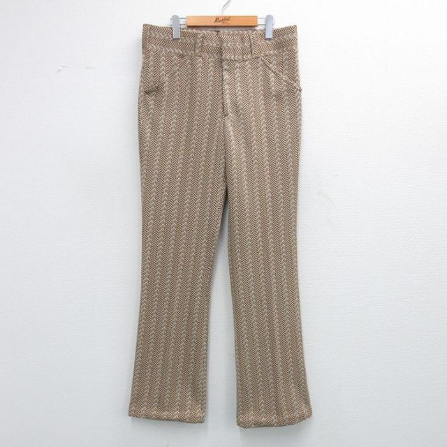 W35★古着 スラックス パンツ メンズ 80年代 80s ヘリンボーン タロン 茶他 ブラウン 25jun04 中古 ボトムス ロング