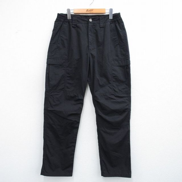 【20%OFF】W32★古着 カーゴ パンツ メンズ リップストップ 黒 ブラック 25jun04 中古 ボトムス ロング