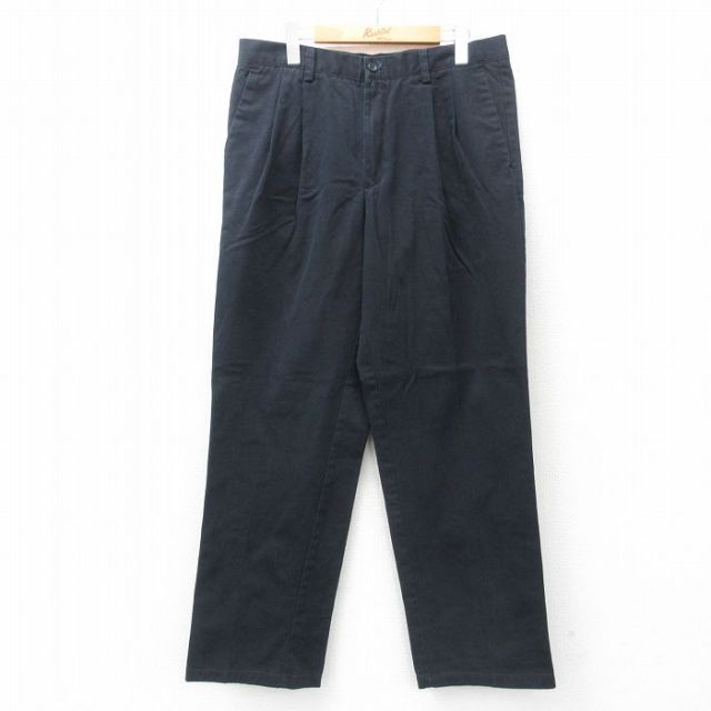 【20%OFF】W33★古着 ドッカーズ パンツ メンズ コットン 濃紺 ネイビー 25jun05 中古 ボトムス ロング