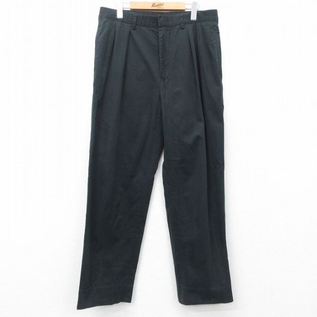 W33★古着 ラルフローレン Ralph Lauren ブランド パンツ メンズ 90年代 90s コットン 黒 ブラック 25jun05 中古 ボトムス ロング