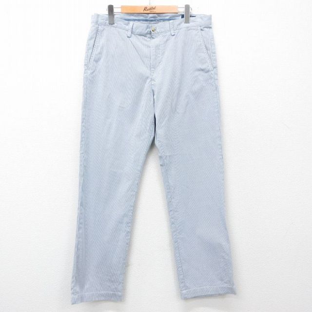 W33★古着 ラルフローレン Ralph Lauren ブランド パンツ メンズ コットン 紺他 ネイビー ストライプ 25jun05 中古 ボトムス ロング