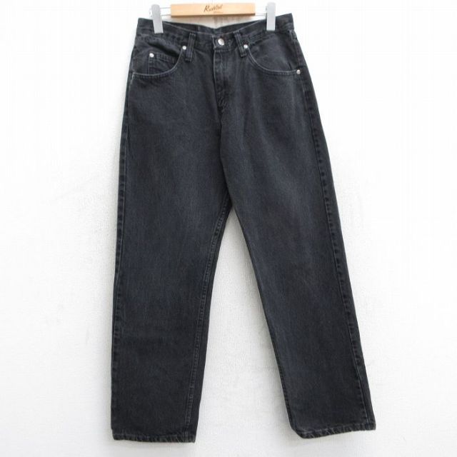W31★古着 ラングラー Wrangler ジーンズ メンズ コットン 黒 ブラック デニム 25jun09 中古 ボトムス ジーパン Gパン ロング パンツ