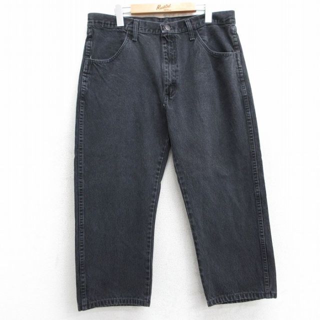 W36★古着 ラスラー ジーンズ メンズ コットン 黒 ブラック デニム 25jun09 中古 ボトムス ジーパン Gパン ロング パンツ