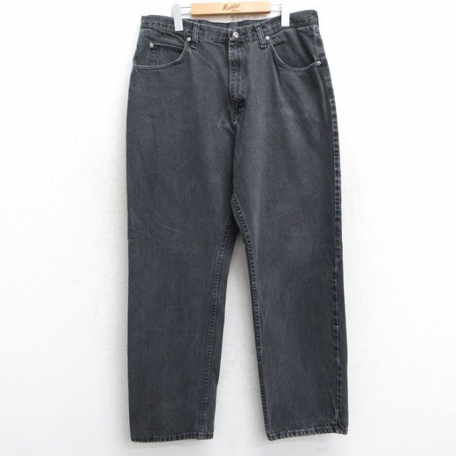 【20%OFF】W36★古着 ラングラー Wrangler ジーンズ メンズ コットン 黒 ブラック デニム 25jun09 中古 ボトムス ジーパン Gパン ロング パンツ