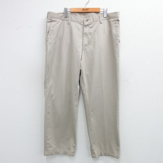 【20%OFF】W40★古着 リー Lee パンツ メンズ 大きいサイズ コットン ベージュ カーキ 25jun11 中古 ボトムス ロング