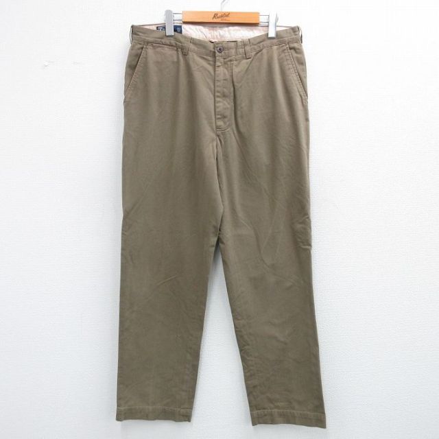 W36★古着 ラルフローレン Ralph Lauren ブランド チノ パンツ チノパン メンズ 90年代 90s コットン 茶系 ブラウン 25jun12 中古 ボトムス ロング