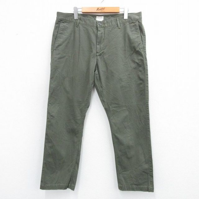 W36★古着 ドッカーズ パンツ メンズ ワンポイントロゴ 濃緑系 グリーン 25jun12 中古 ボトムス ロング