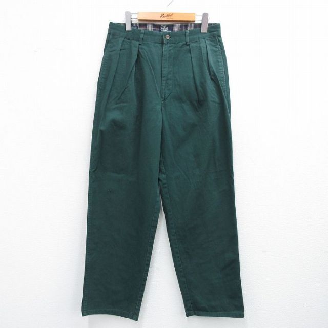 W31★古着 ラルフローレン Ralph Lauren ブランド チノ パンツ チノパン メンズ 90年代 90s ゴルフ コットン USA製 緑 グリーン 【spe】 25jun12 中古 ボトムス ロング