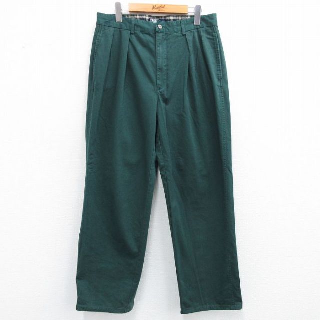 W33★古着 ラルフローレン Ralph Lauren ブランド チノ パンツ チノパン メンズ 90年代 90s ゴルフ コットン 緑 グリーン 【spe】 25jun12 中古 ボトムス ロング