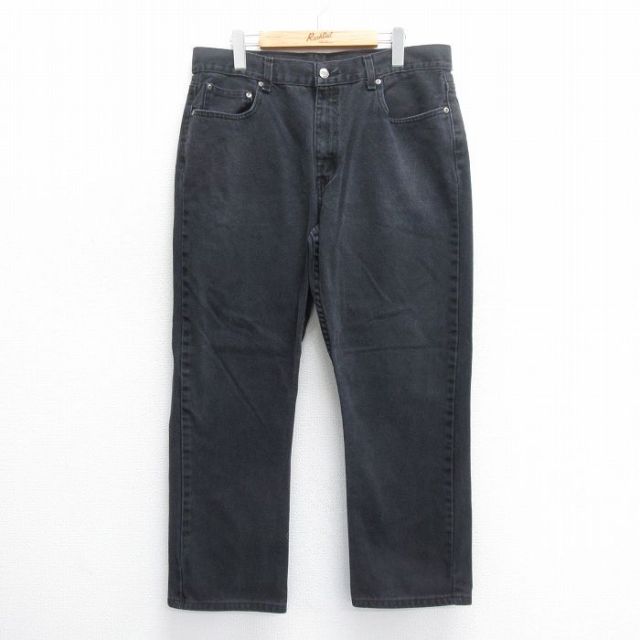 W36★古着 ジーンズ メンズ コットン 黒 ブラック デニム 25jun16 中古 ボトムス ジーパン Gパン ロング パンツ