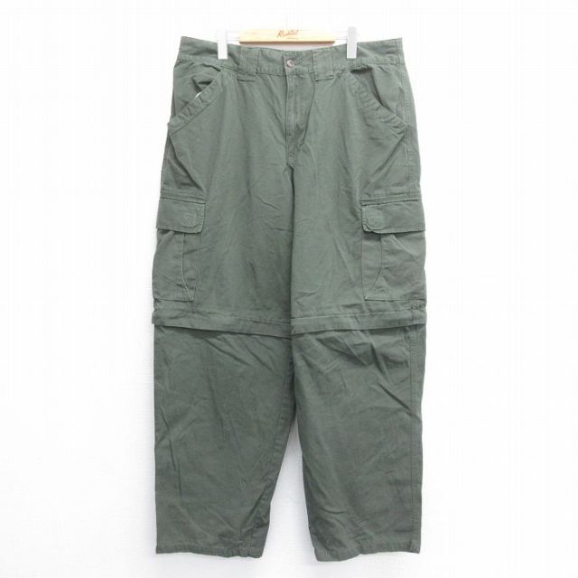 【20%OFF】W37★古着 FADED GLORY デタッチャブル カーゴ パンツ メンズ コットン 緑 グリーン 【spe】 25jun16 中古 ボトムス ロング