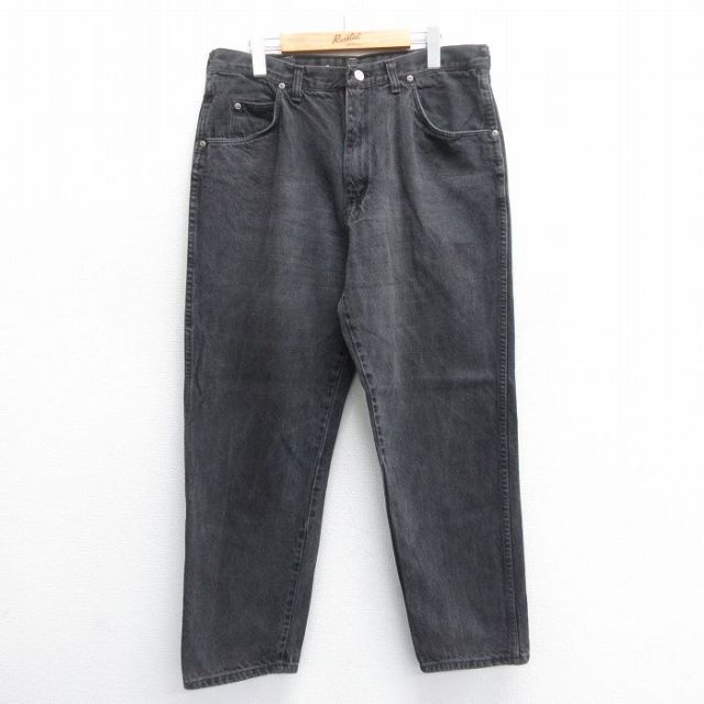 W36★古着 ラングラー Wrangler ジーンズ メンズ 90年代 90s コットン USA製 黒 ブラック デニム 【spe】 25jun16 中古 ボトムス ジーパン Gパン ロング パンツ