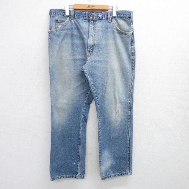 W38★古着 ディッキーズ Dickies ジーンズ メンズ ヒゲ コットン 紺 ネイビー デニム 【spe】 25jun16 中古 ボトムス ジーパン Gパン ロング パンツ