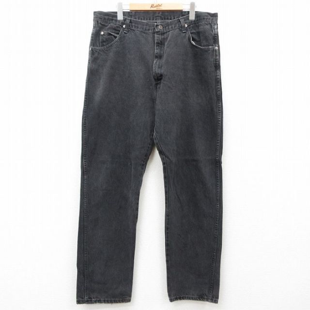 【50%OFF】W36★古着 ラングラー Wrangler ジーンズ メンズ 00年代 00s 黒 ブラック デニム 【spe】 25jun16 中古 ボトムス ジーパン Gパン ロング パンツ