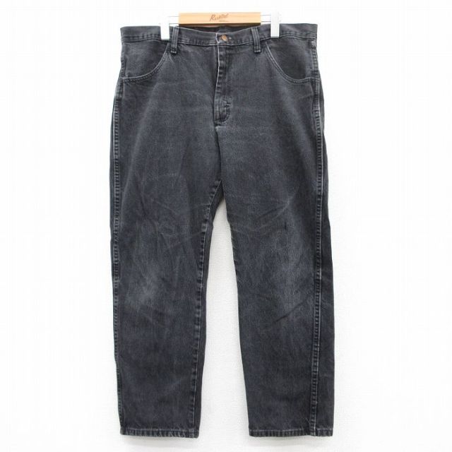 【20%OFF】W38★古着 ラスラー ジーンズ メンズ ヒゲ コットン 黒 ブラック デニム 25jun16 中古 ボトムス ジーパン Gパン ロング パンツ