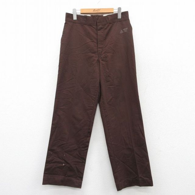W30★古着 スラックス パンツ メンズ 80年代 80s USA製 茶 ブラウン 25jun16 中古 ボトムス ロング