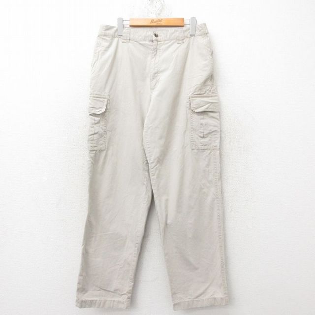 W34★古着 エルエルビーン LLBEAN カーゴ パンツ メンズ 00年代 00s コットン ベージュ カーキ 25jun16 中古 ボトムス ロング