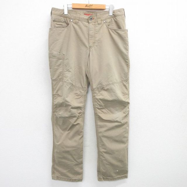 W35★古着 エルエルビーン LLBEAN パンツ メンズ 00年代 00s ダック地 ベージュ カーキ 25jun17 中古 ボトムス ロング