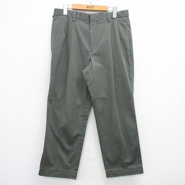 【20%OFF】W33★古着 ドッカーズ スラックス パンツ メンズ コットン 緑系 グリーン 25jun17 中古 ボトムス ロング