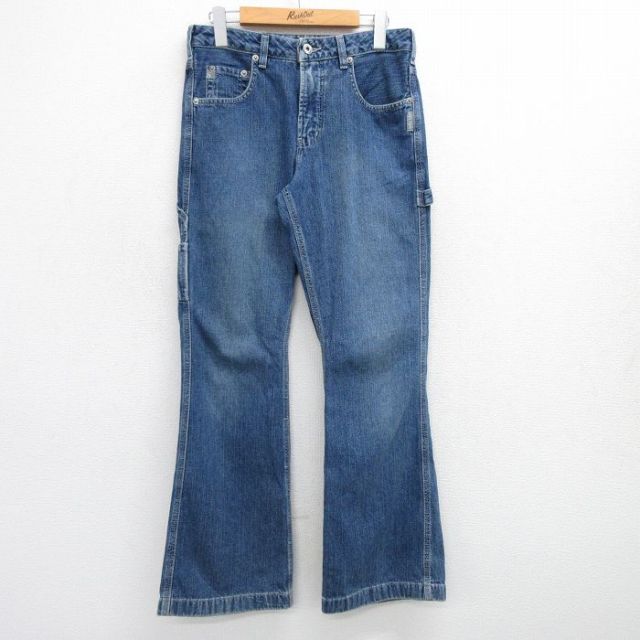 W29★古着 ペインター パンツ メンズ 00年代 00s SILVER フレア コットン カナダ製 紺 ネイビー デニム 【spe】 25jun19 中古 ボトムス ロング