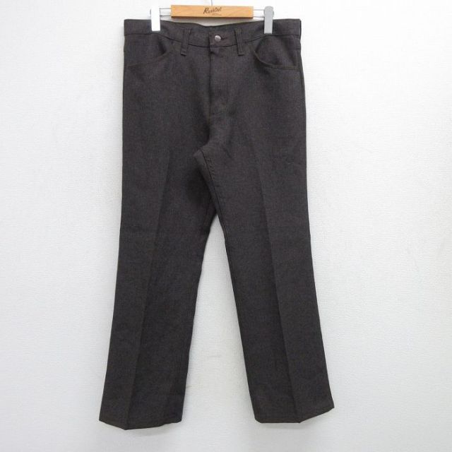 W34★古着 ラングラー Wrangler ランチャー パンツ メンズ 茶系 ブラウン 25jun19 中古 ボトムス ロング