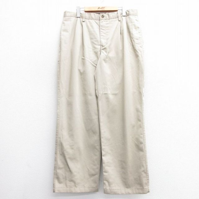 W36★古着 エディーバウアー パンツ メンズ コットン 薄ベージュ カーキ 25jun20 中古 ボトムス ロング