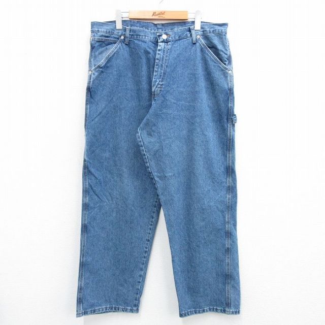 W36★古着 ラングラー Wrangler ペインター パンツ メンズ コットン 紺 ネイビー デニム 【spe】 25jun21 中古 ボトムス ロング
