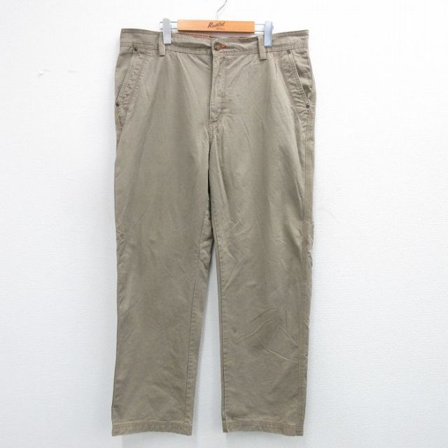 W39★古着 パンツ メンズ コットン ベージュ カーキ 25jun21 中古 ボトムス ロング