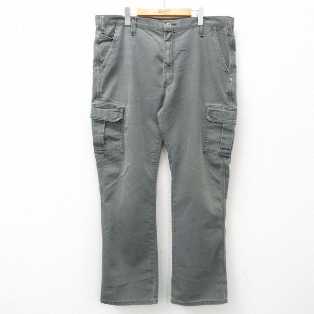 W40★古着 ディッキーズ Dickies カーゴ パンツ メンズ ダック地 濃緑 グリーン 25jun21 中古 ボトムス ロング