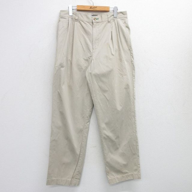 トミーヒルフィガー 90s パンツ ワンポイントロゴ ベージュ W33 | 古着