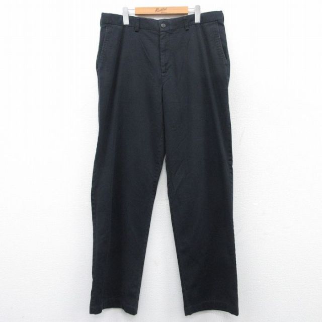 W37★古着 パンツ メンズ 黒 ブラック 25jun23 中古 ボトムス ロング