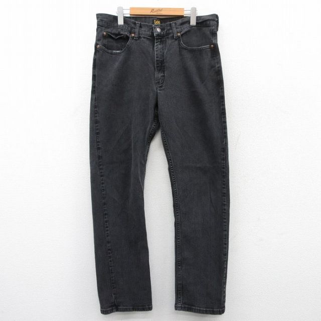 W36★古着 リー Lee ジーンズ メンズ 黒 ブラック デニム 25jun23 中古 ボトムス ジーパン Gパン ロング パンツ