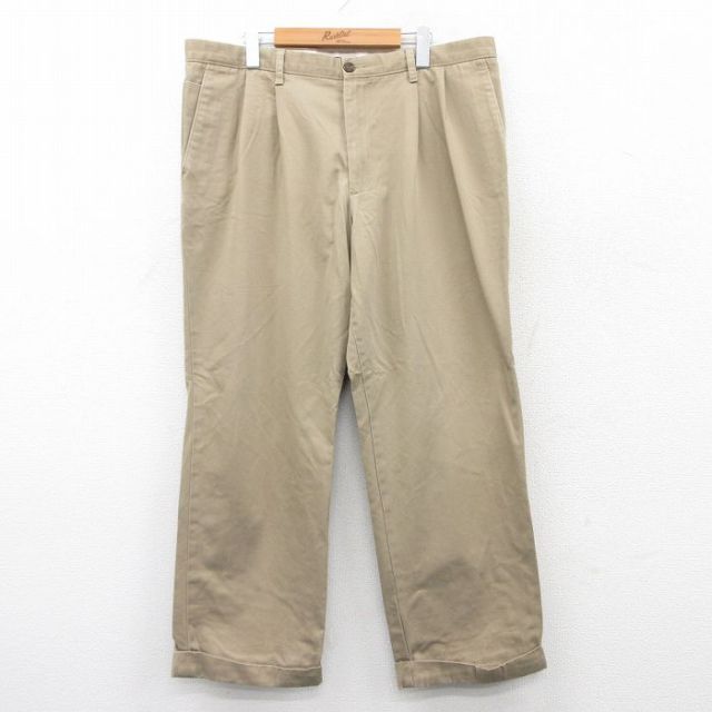 【20%OFF】W39★古着 ドッカーズ パンツ メンズ ワンポイントロゴ 大きいサイズ コットン ベージュ カーキ 25jun23 中古 ボトムス ロング