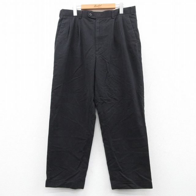 W36★古着 パンツ メンズ 黒 ブラック 25jun23 中古 ボトムス ロング