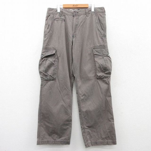 W36★古着 オールドネイビー OLD NAVY カーゴ パンツ メンズ コットン 濃グレー系 25jun24 中古 ボトムス ロング