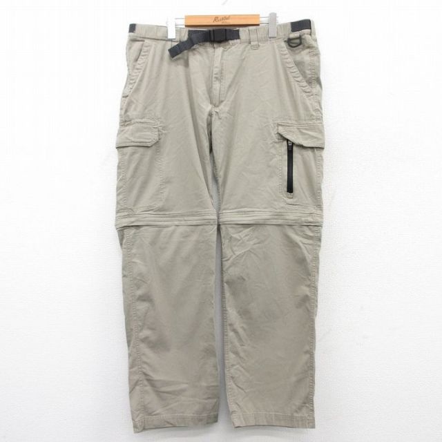 W40★古着 パンツ メンズ 大きいサイズ ベージュ カーキ 25jun24 中古 ボトムス ロング