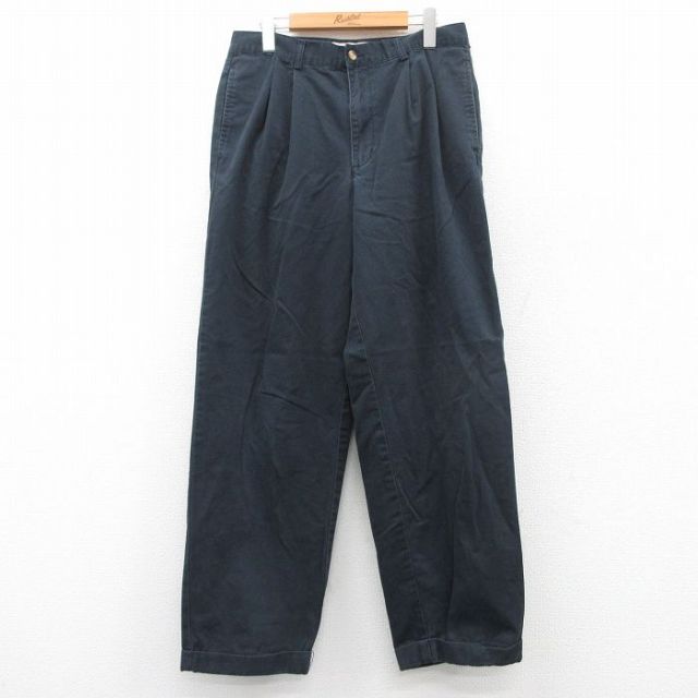 W34★古着 オールドネイビー OLD NAVY パンツ メンズ コットン 黒 ブラック 25jun24 中古 ボトムス ロング