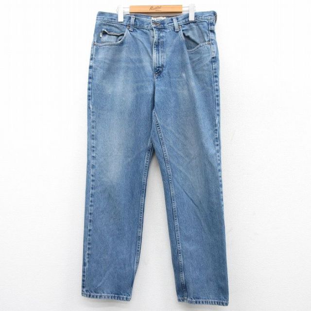 W36★古着 エルエルビーン LLBEAN ジーンズ メンズ 00年代 00s ヒゲ コットン 紺 ネイビー デニム 25jun24 中古 ボトムス ジーパン Gパン ロング パンツ
