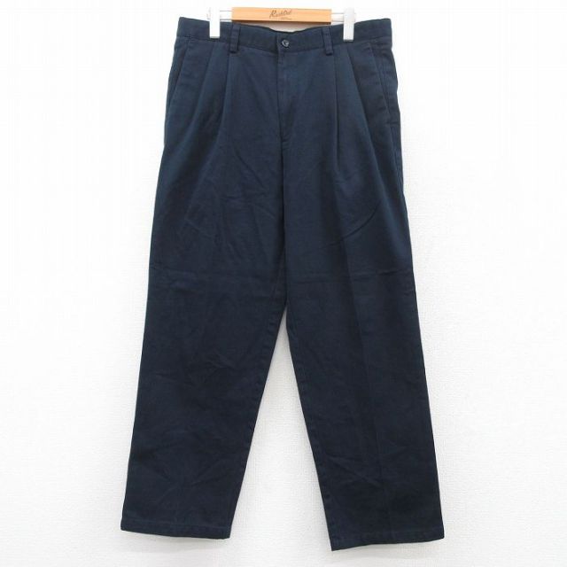 W36★古着 ドッカーズ パンツ メンズ コットン 紺 ネイビー 25jun24 中古 ボトムス ロング