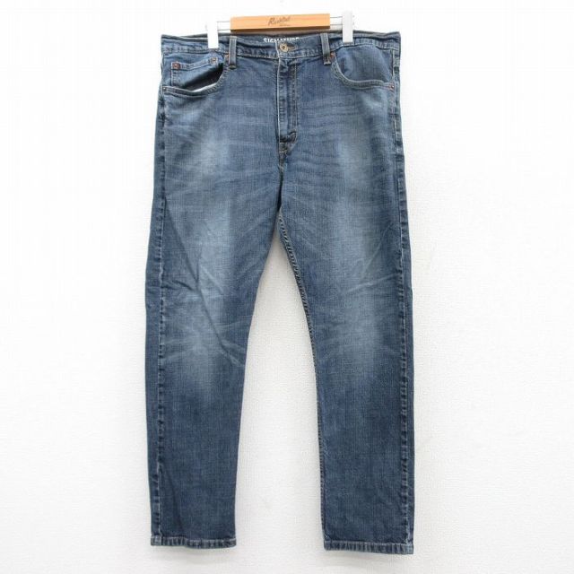 W39★古着 リーバイス Levis シグネチャー ジーンズ メンズ ヒゲ 紺 ネイビー デニム 【spe】 25jun24 中古 ボトムス ジーパン Gパン ロング パンツ