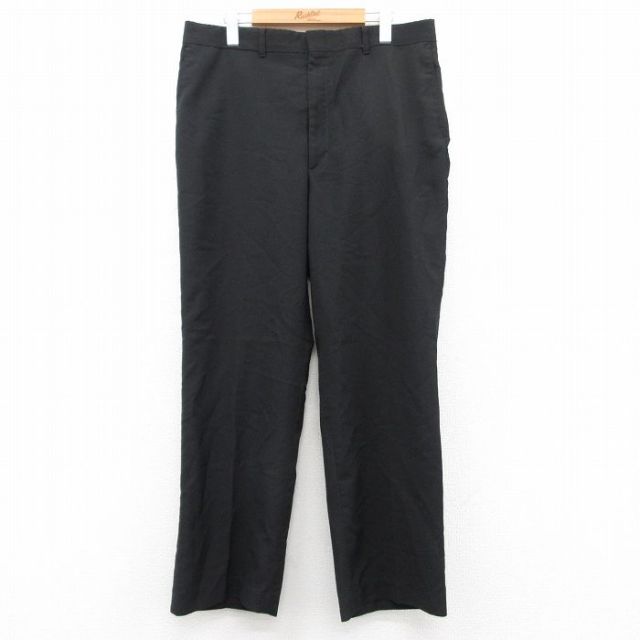 W36★古着 HAGGAR スラックス パンツ メンズ 黒 ブラック 25jun24 中古 ボトムス ロング