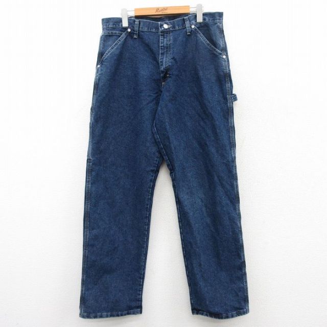 W36★古着 ラングラー Wrangler ペインター パンツ メンズ 紺 ネイビー デニム 25jun24 中古 ボトムス ロング