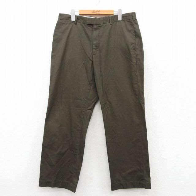 W36★古着 ブルックスブラザーズ BROOKS BROTHERS ブランド スラックス パンツ メンズ 00年代 00s コットン 濃緑 グリーン 25jun24 中古 ボトムス ロング