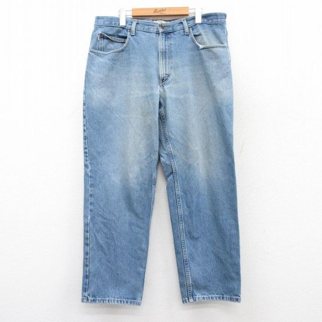W36★古着 エルエルビーン LLBEAN ジーンズ メンズ 00年代 00s ヒゲ コットン 紺 ネイビー デニム 25jun24 中古 ボトムス ジーパン Gパン ロング パンツ