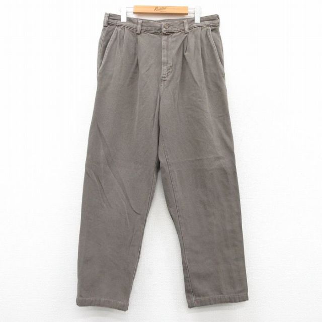 W34★古着 パンツ メンズ ダック地 茶系 ブラウン 25jun24 中古 ボトムス ロング
