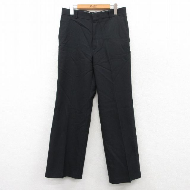 W32★古着 スラックス パンツ メンズ 80年代 80s 黒 ブラック 25jun24 中古 ボトムス ロング