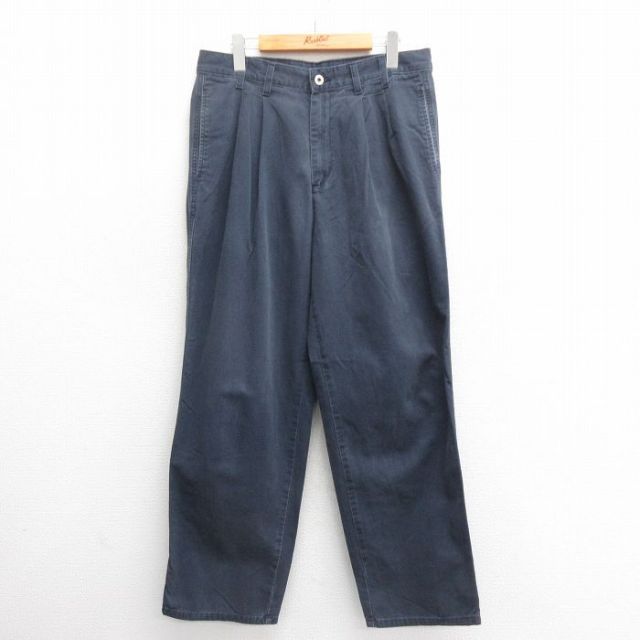W34★古着 カルバンクライン Calvin Klein パンツ メンズ 90年代 90s コットン USA製 紺 ネイビー 【spe】 25jun24 中古 ボトムス ロング